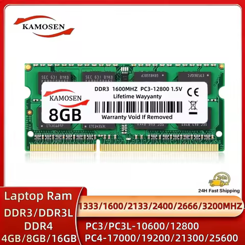 DDR3 DDR3L DDR4 4GB 8GB 16GB Memoria Laptop Ram PC3 1333 1600 1866MHZ PC4 17000 19200 21300 25600 Sodimm Notebook Memory Ram