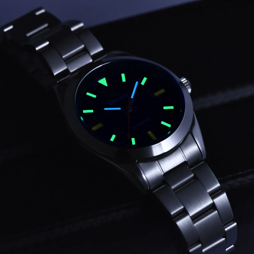 BENYAR 2026 جديد ساعات رجالي العلامة التجارية الفاخرة ساعة الرجال التلقائي الميكانيكية مقاوم للماء 50 متر ساعة يد رياضية للرجال مضيئة #5