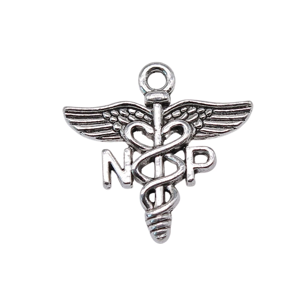 

Wholesale 150pcs/bag 20x19mm Np Medical Caduceus Symbol Charms Antique Silver Color Charms Jewelry Findings For Jewelry Making