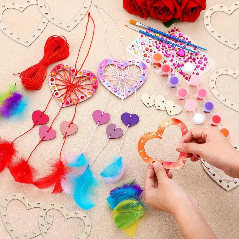 New Arrival Wooden Heart-Shaped Dream Catcher Set, Home Decor Items, Painting Outdoor Decorations, Hanging Ornaments
