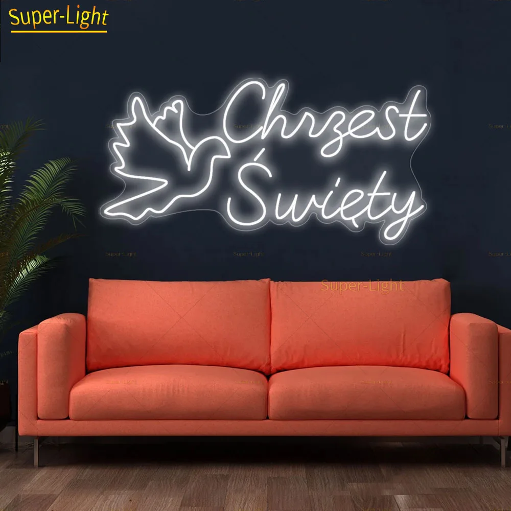 BigLight Signs 70x35cm Holy Baptism Neon Sign Custom Neon Sign for Birthday Party Decoration Personalized Gifts for Kids