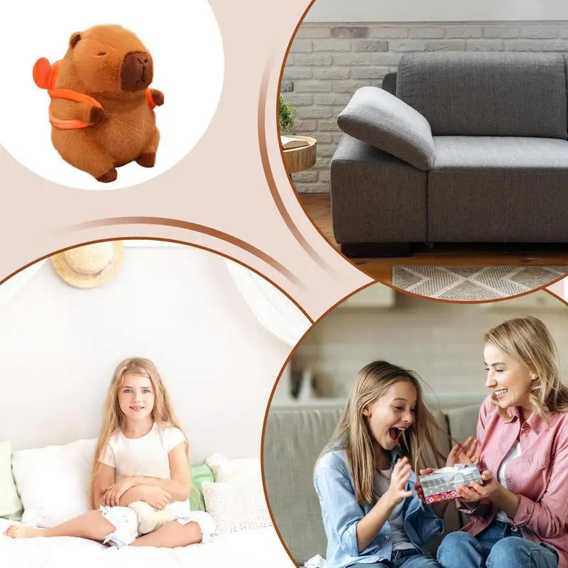 Capybara – oreiller décoratif en peluche, Animal en peluche, jouet mignon avec sac à dos amovible pour petite amie et maman
