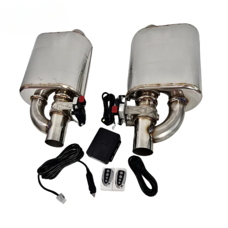 1 set (2 muffler) of 76mm inlet Performance Electric cutout valve valvetronic exhaust valved muffler with Remote Control kits