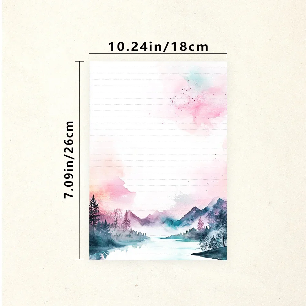 30 Sheets, B5 Soft Landscape-themed Writing Paper, Lined, No Glue, Perfect For Notebooks, Memos, And Stickers