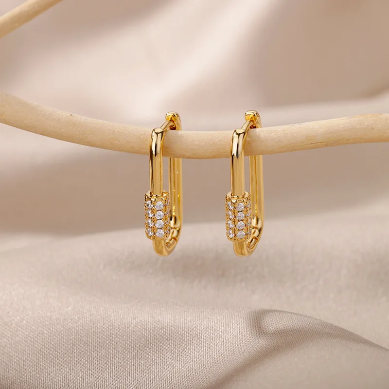 Trendy Modern Women's Hoops Earrings 2022 Geometric Piercing Ear Gothic Style Gold Jewelry Aesthetic Accessories Bridesmaid Gift