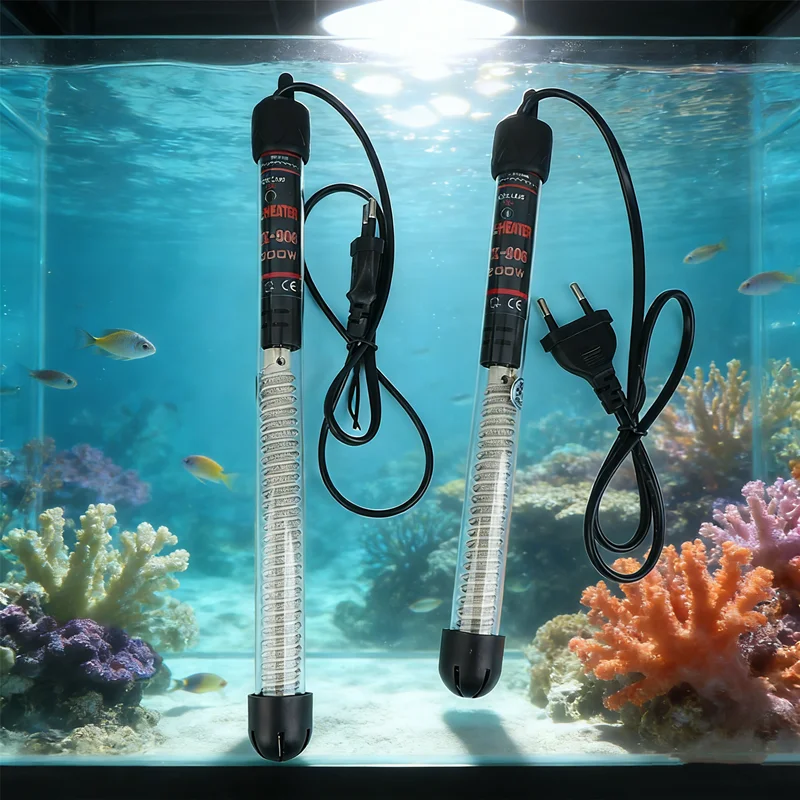 Aquarium Heater EUPlug Adjustable Temperature Submersible Heater 25-300W Glass Fish Tank Heater withThermostat Water Heating Rod