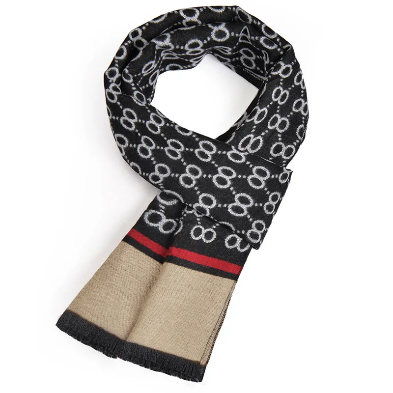 

Men's scarf new autumn and winter warm imitation cashmere scarf thickened lattice floral brushed cotton scarf