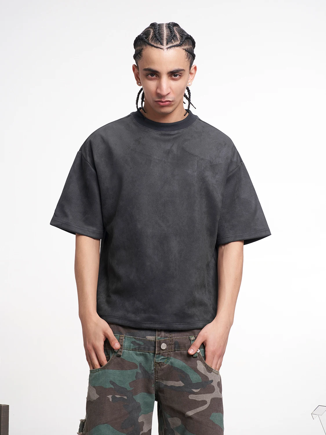 

MT99 Happy Brother American Sle Couple Suede ort Sve T-irt Loose Sport oulder Drop f Sve Trendy Top