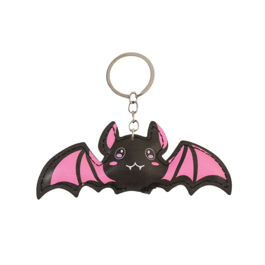 Portachiavi in pelle pipistrello rosa carino Halloween per donna uomo ragazze portachiavi pipistrello adorabile portachiavi per zaino chiavi regali