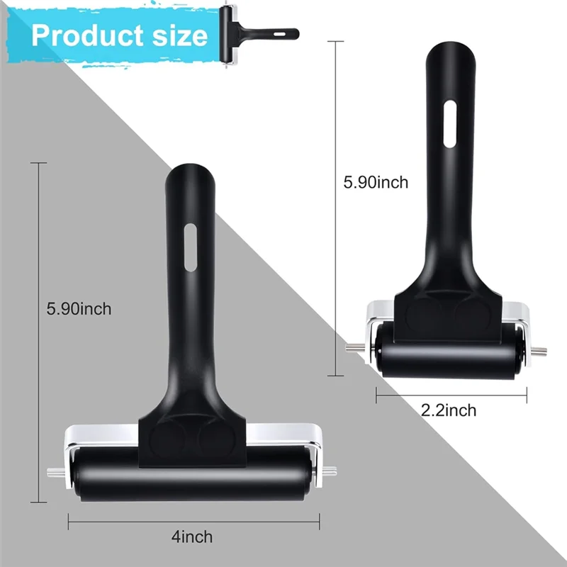 ABKO-2Pcs Hard Rubber Brayer Rollers (4 Inch And 2.2 Inch) For Printmaking,Ink Printing Gluing Application,Stamping,Wallpaper
