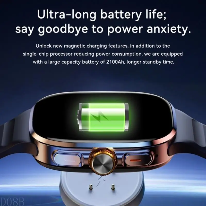 

D08B Smartwatch 2.4Inch Immersive Display Shock Resistant Aluminum Frame Continuous Health Tracking