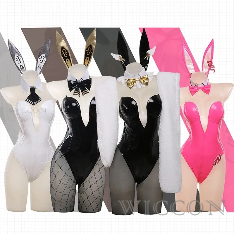 Qq38NIKKE A Deusa Da Vitória Coelhinha Blanc Noir Cosplay Fantasia Traje Uniforme Sexy para Meninas Mulheres Disfarce de Halloween