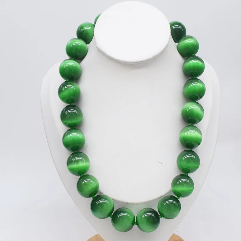 

БОЛЬШОЙ РАЗМЕР «кошачий глаз», стеклянный камень, круглый зеленый, белый цвет, 19 мм, ожерелье, браслет, 48 см, оптовая продажа, бусины, природа FPPJ