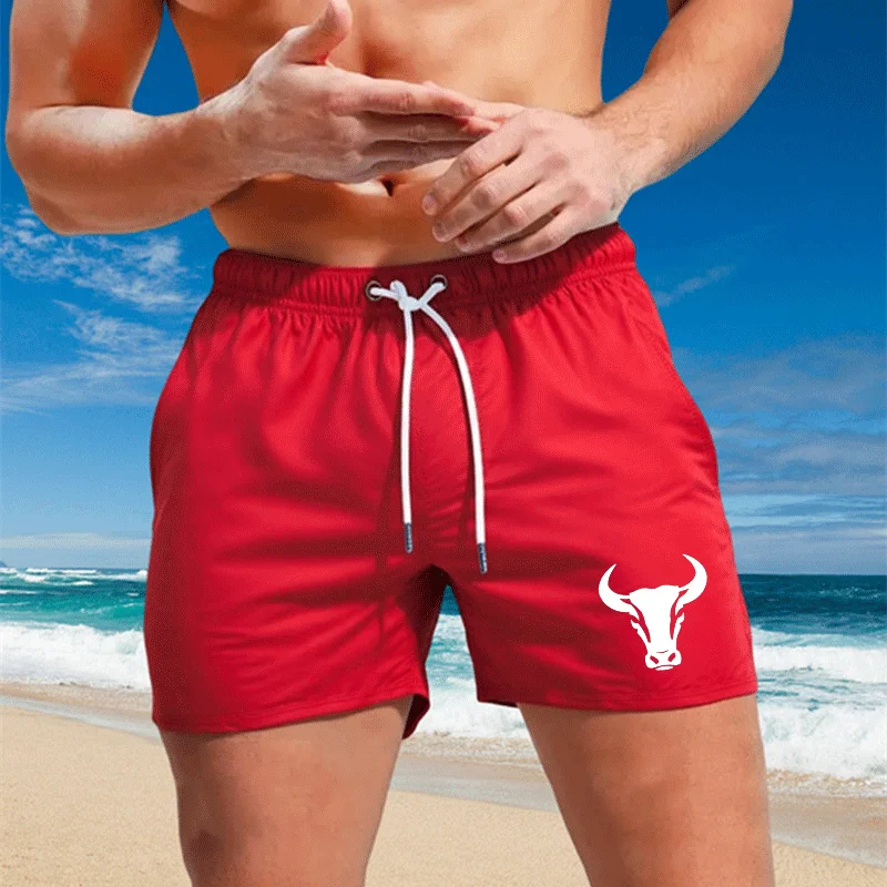Men Surf Board Shorts Print Drawstring Beach Shorts Casual Summer Sports Trunks Male Swimming Shorts