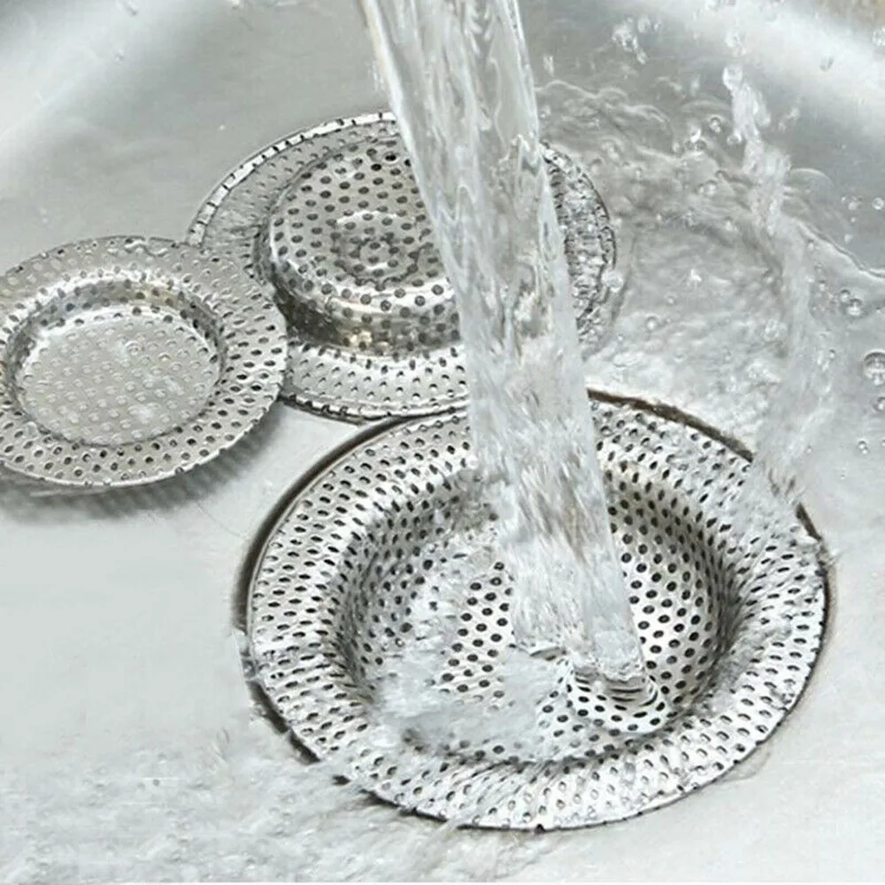 Kitchen Sink Filter Stainless Steel Mesh Sink Strainer Filter Bathroom Sink Strainer Drain Hole Filter Trap Waste Screen Mesh