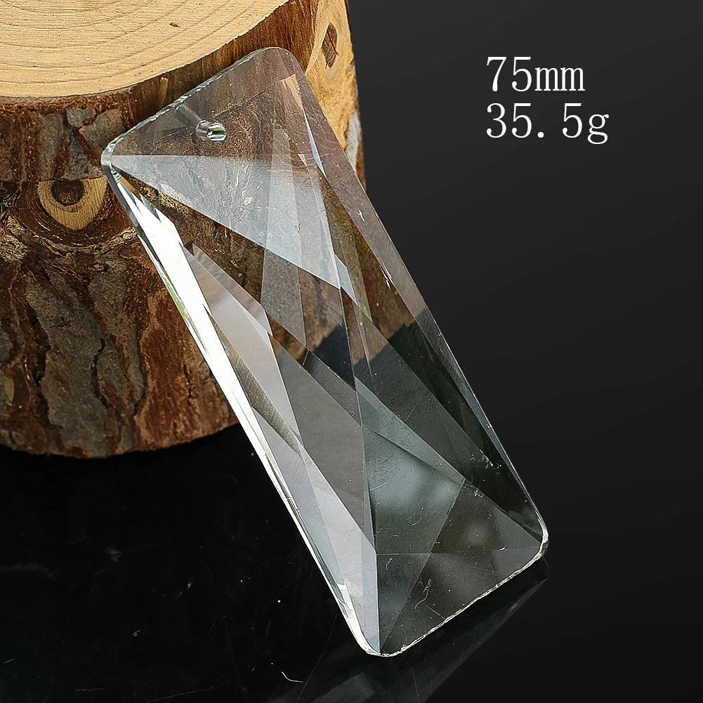 75MM Rectangular Long Multi-Cut Crystal Prism Suncatcher Chandelier Lighting Pendant Parts DIY Home Hanging Decoration