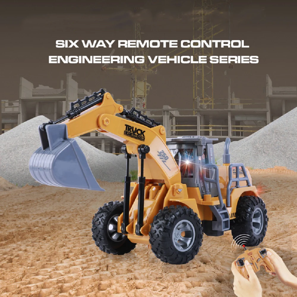 Children\'s Remote-Controlled Six Channel Excavator Bulldozer Forklift Engineering Vehicle Toy