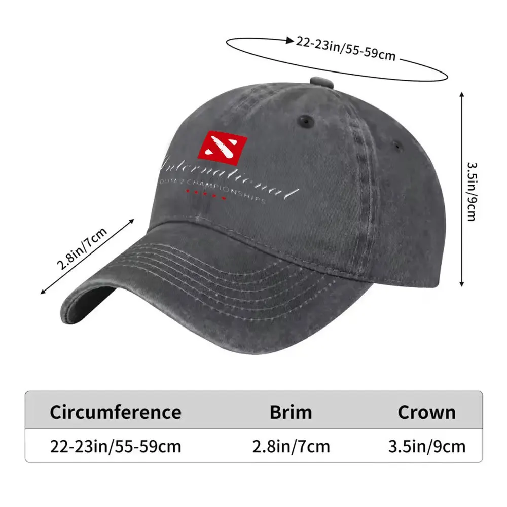 1pc Unisex Dota2 International Invitational Vintage Washed Baseball Cap Men'S Trendy Hat Versatile Duckbill Cap Fun Print Unique