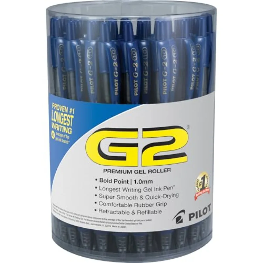 

G2 Premium Gel Roller Pen Retractable and Refillable Bold Point 1 mm Blue Ink 36 Count