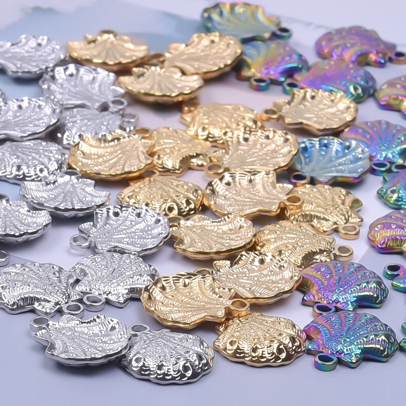 5pcs/Lot Stainless Steel Gold Color Marine Animals Shell Starfish Charms Turtle Shark Butterfly Charm Pendant For Jewelry Making image 3