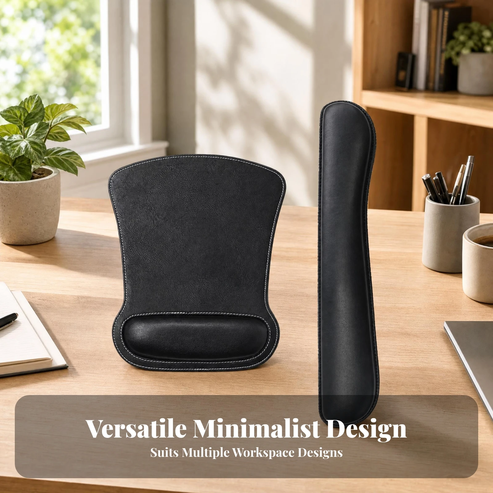 Keyboard Mouse Pad Set Stitched Edges Mouse Wrist Rest Set Keyboard Wrist Rest Padded Smooth Finish for Desk Use