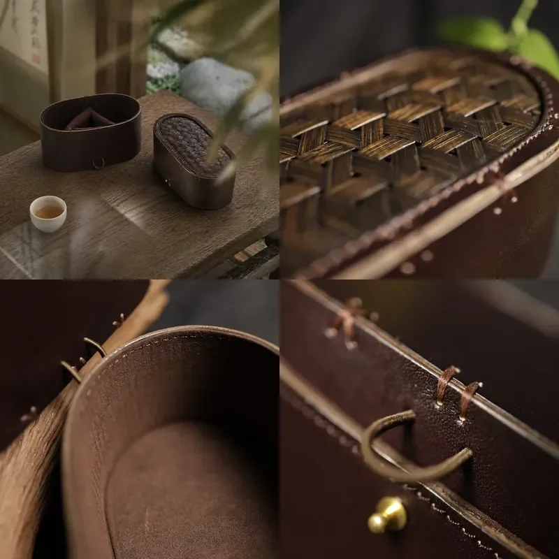 【CHIMU HOME】 Textured Bamboo Storage Basket with Lid Natural Woven Round Box for Living Room Bedroom Organization