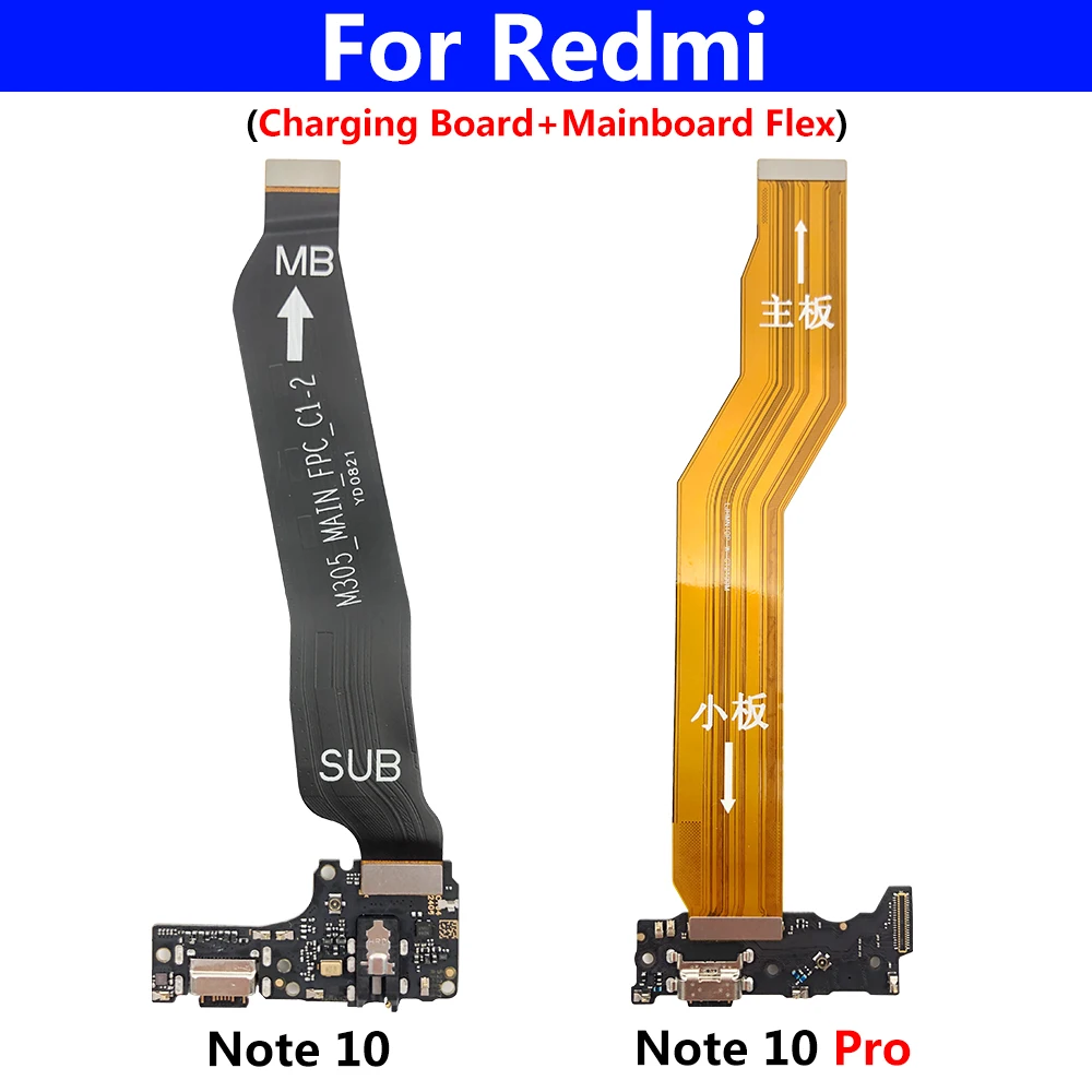 Dock Connector para Redmi Note 10 Pro, Porta de carregamento, Cabo Flex principal, Carregador Micro USB, Mainboard