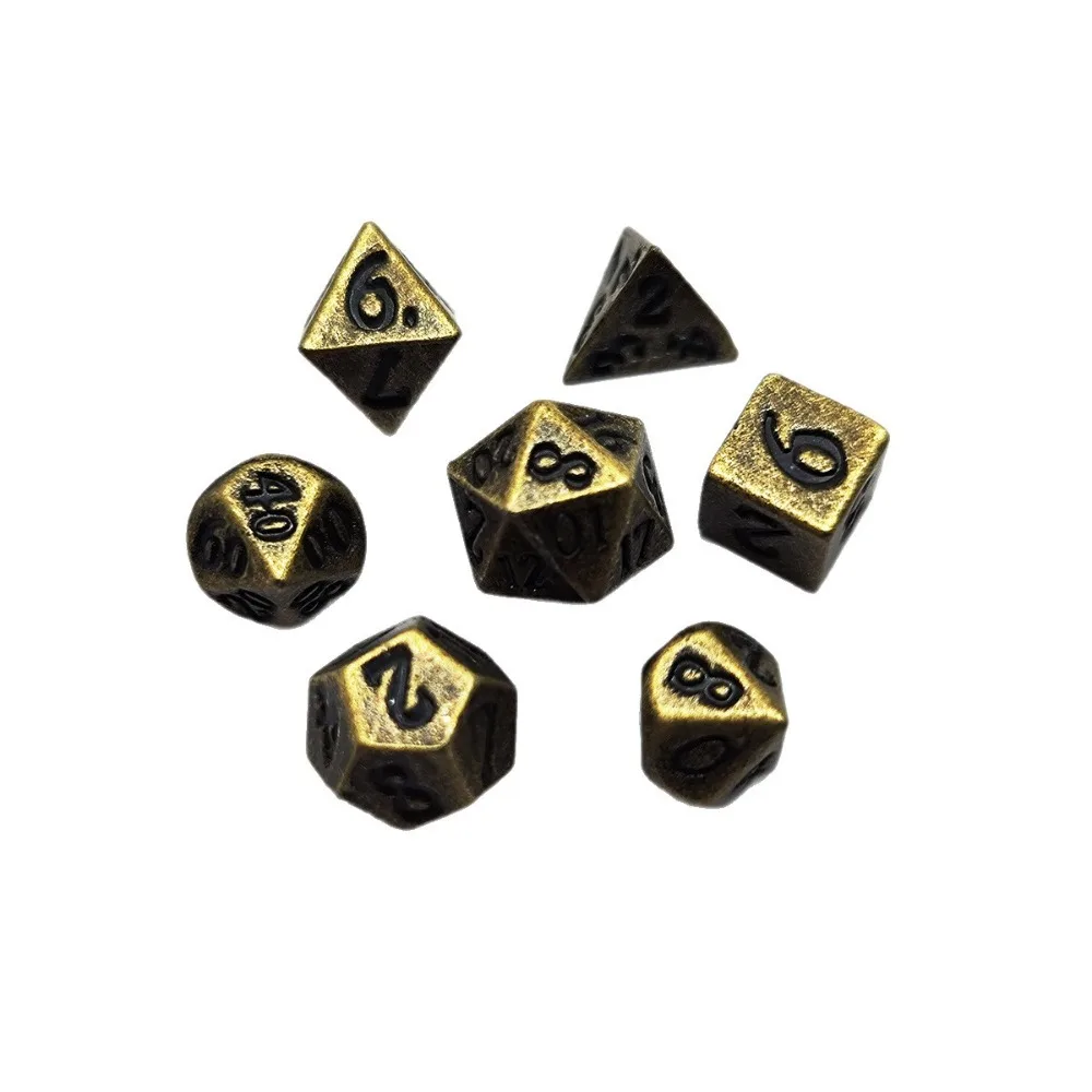 

7pcs/Set 5mm Polyhedral Dice with Number Solid Metal Mini Dice for Board Game Prop Dice Board Game Accessories