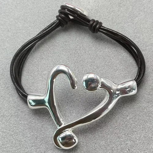 여성용 하이 퀄리티 가죽 코드 하트 모양 팔찌, 로맨틱 주얼리 선물 가방, 2023 UNO, 스페인 베스트셀러 패션, 신제품 