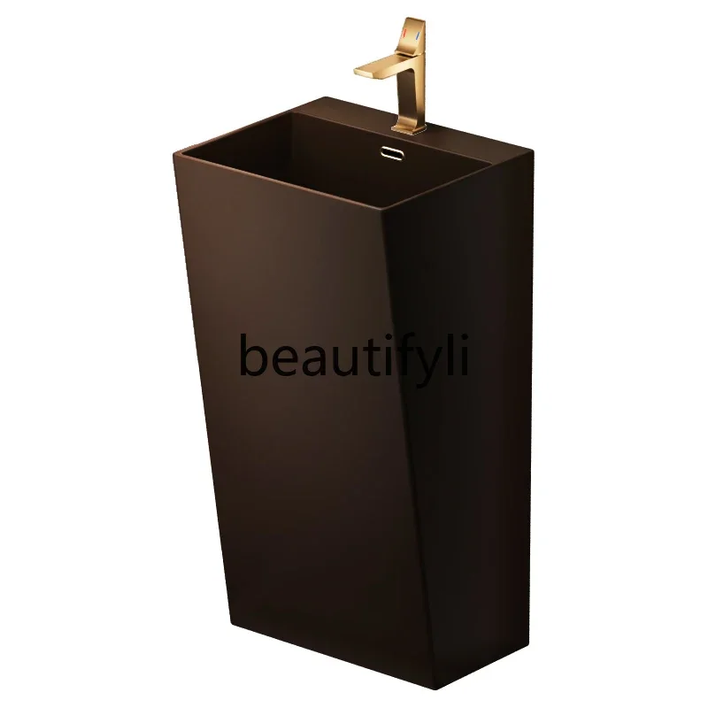 

ss25 French retro wash basin chestnut brown column wash basin home hotel villa retro floor art basin