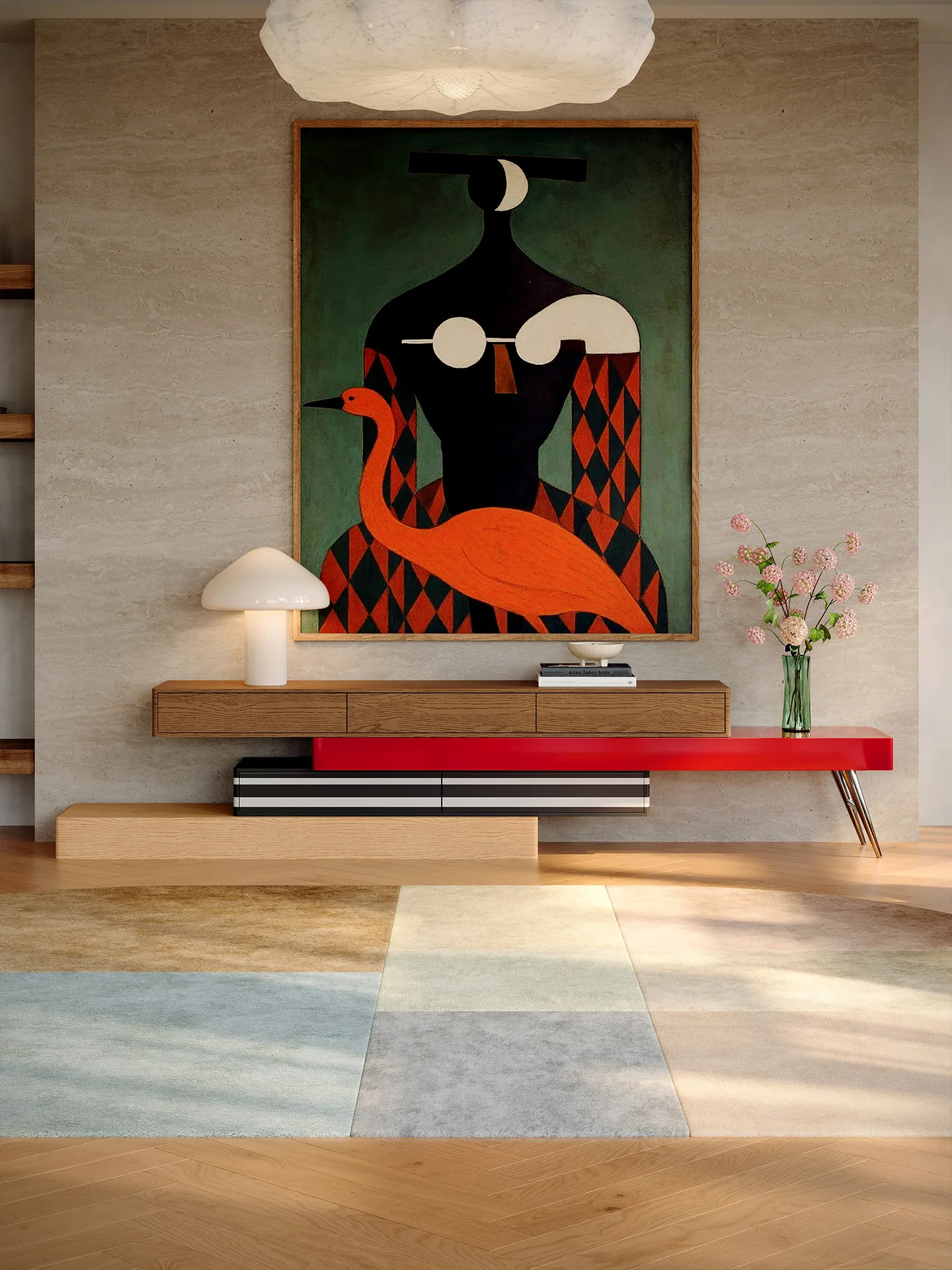 PYH Modern Simple Light Luxury Variation TV Cabinet New All Solid Wood Living Room Premium TV Cabinet