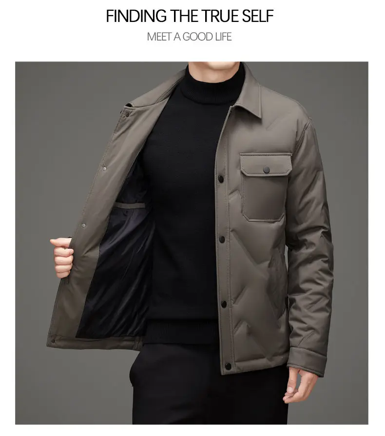 Men's 50% White Duck Down down coat 2026 winter turndown collar warm Down Jackets men fashion light and thin Jacket M-4XL