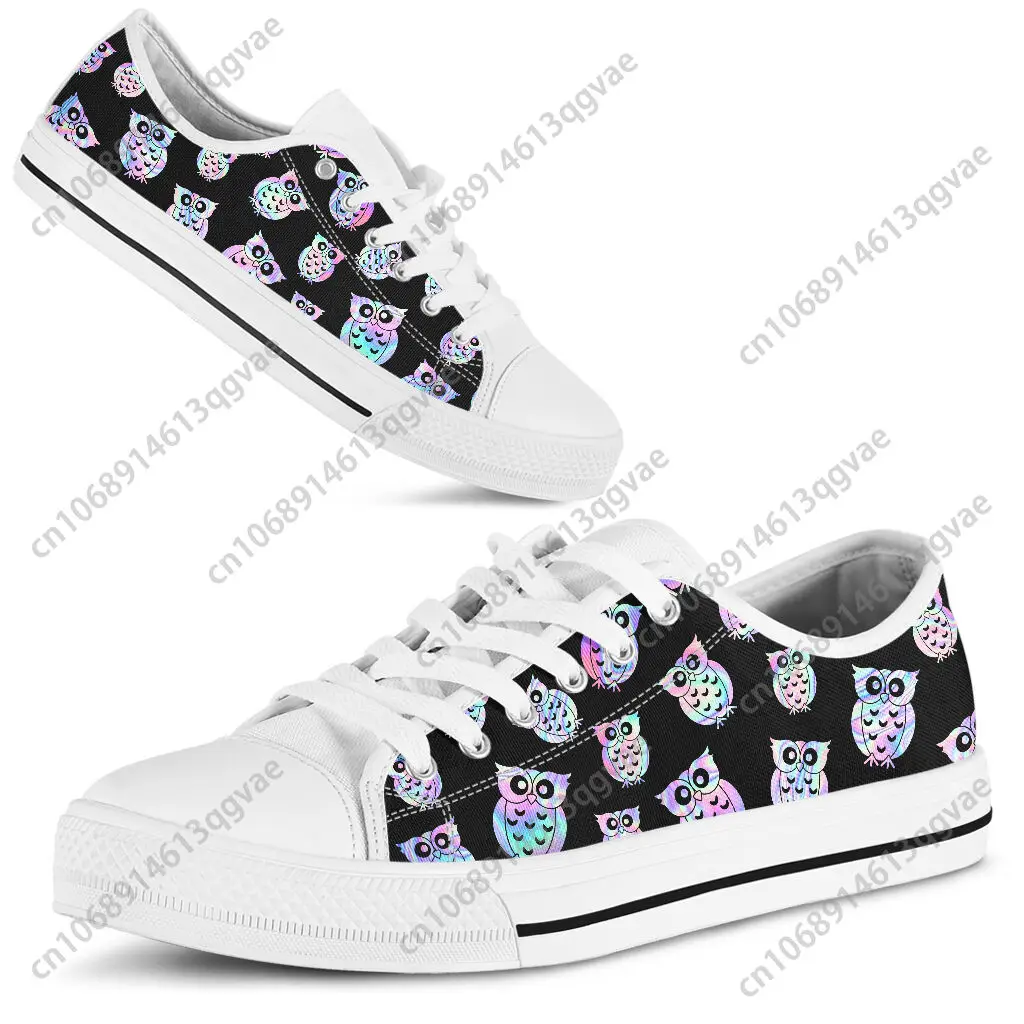 

Black Art Cartoon Owl Low Top Sneakers Mens Womens Teenager High Quality Canvas Sneaker Couple Shoes Custom Personalized Shoe