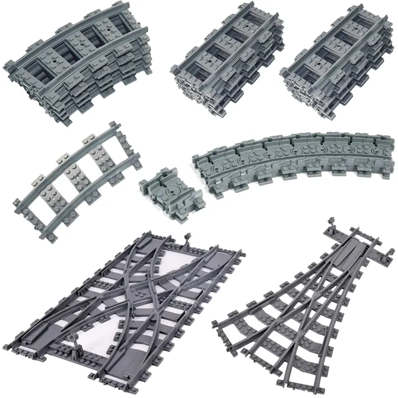 Trens urbanos Flexible Train Tracks, Soft Straight, Curved Rails, Switch Building Block, Modelos Criativos, Ferrovias Brinquedos para Crianças, Novos Presentes