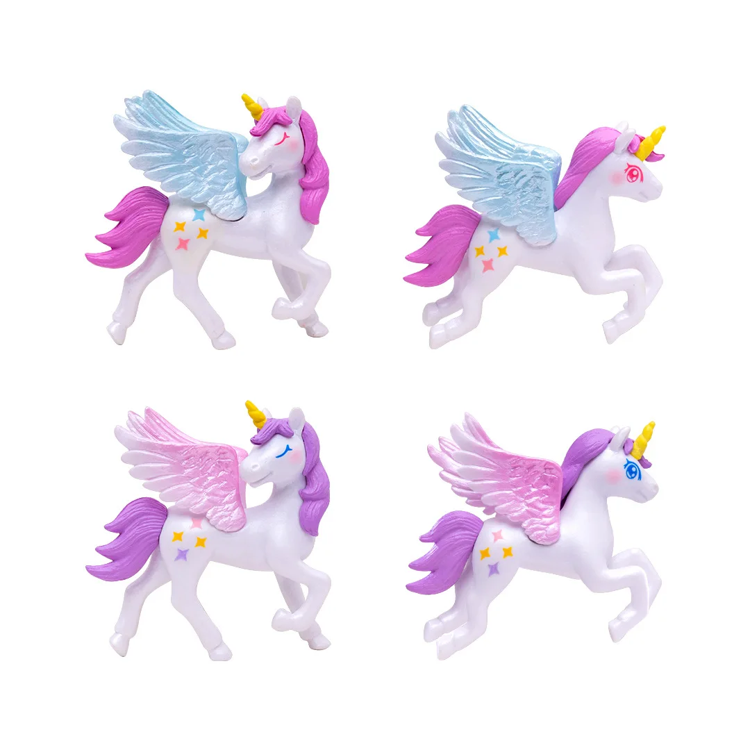 2pc Dream Unicorn Animal Decoration Pvc Craft Miniature Figure Tiny for Bonsai Microlandscape Fairy Garden Decor