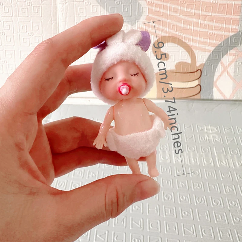 1Pc Cute Sleeping Simulated Rabbit Baby Elves Dolls With Dummy Movable Arms Legs Dollhouse Miniature Accessories