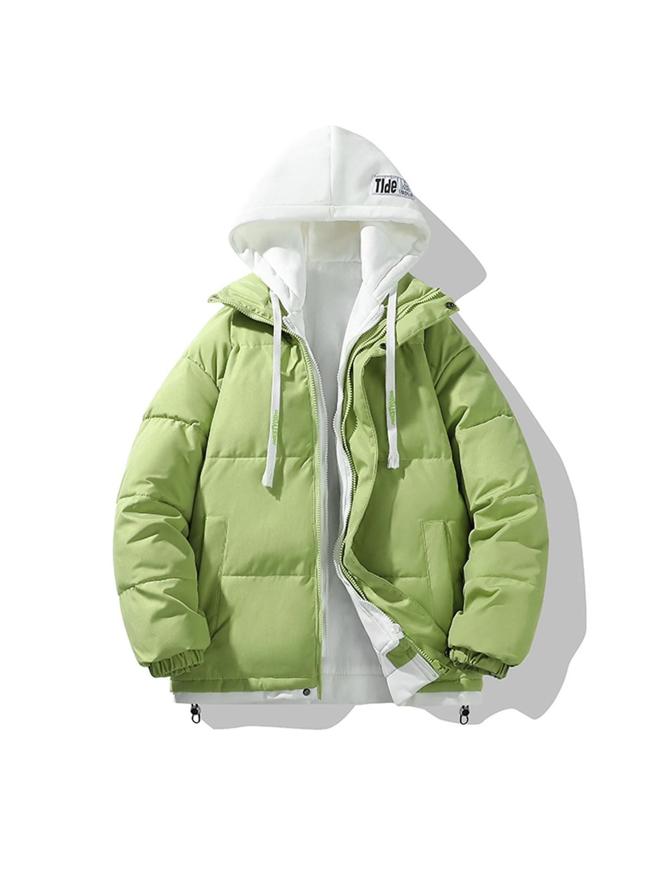 Autumn and winter youth fashion fake two-piece knitted hooded cotton jacket
