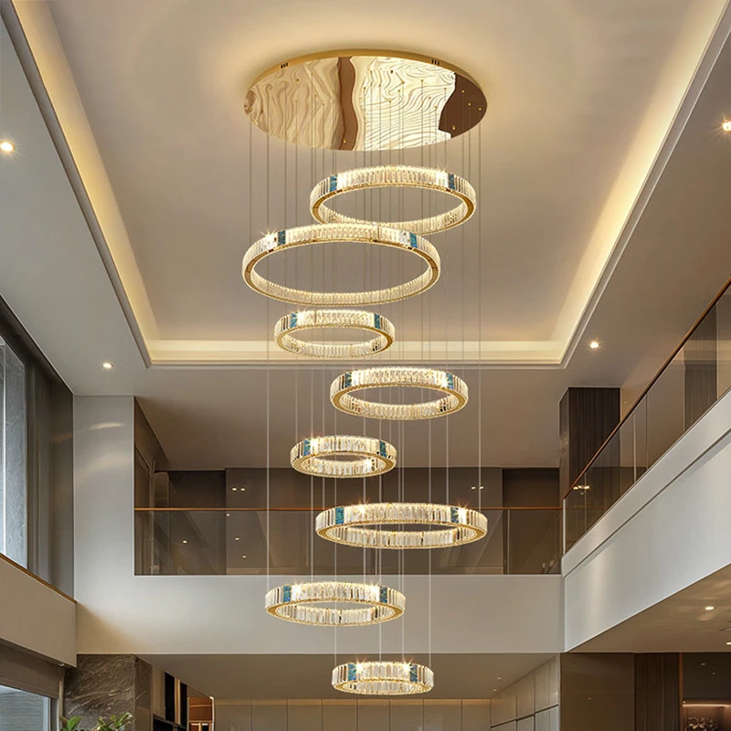 Modern style home living room crystal chandelier, staircase-style chandelier, indoor lighting ceiling lamp, pendant LED chandeli