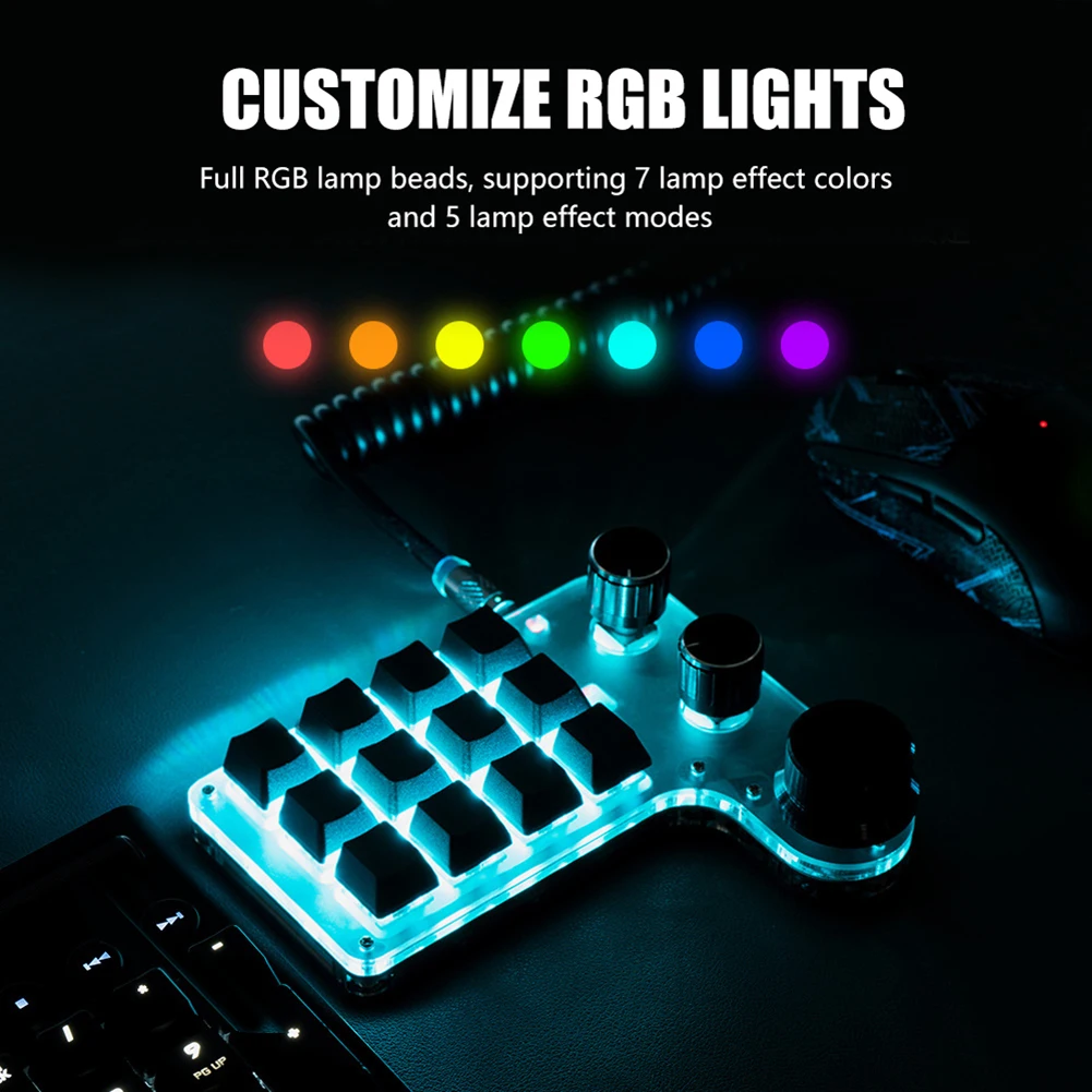 Keyboard mekanis RGB 12 tombol, papan ketik kustom DIY yang dapat diprogram 3 tombol Bluetooth/USB Hotswap untuk Macbook Laptop PC