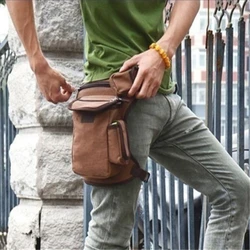 Male Canvas Drop Leg Bag Waist Bag Fanny Pack Belt Hip Bum Travel Multi-purpose Motorcycle Messenger Shoulder Bags