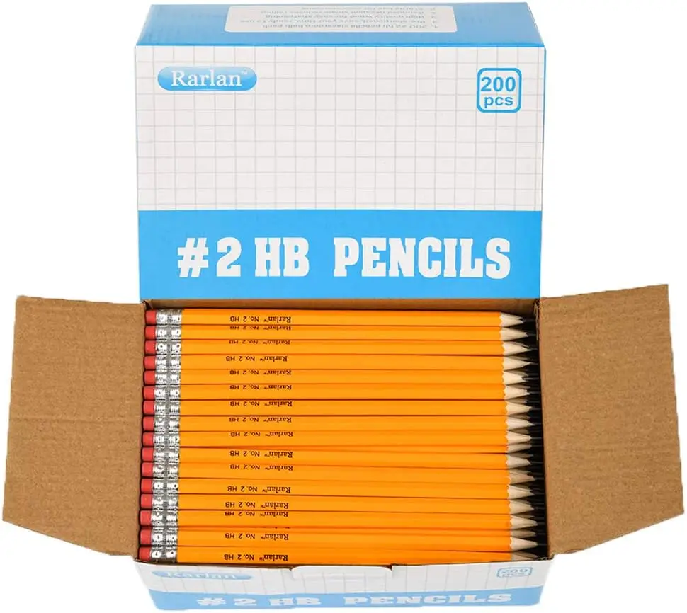 

#2 HB Pencils Bulk Pack, Pre-sharpened, 200 Count with Erasers for School, Office, Writing, Drawing, and Sketching