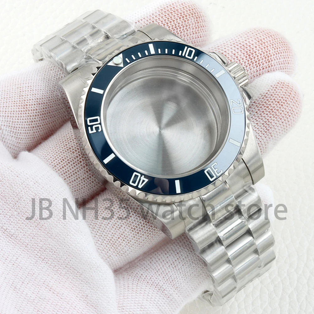 40 مللي متر NH35 حالة الياقوت الزجاج ل Sub NH34 NH35 NH36 NH38 حركة الصلبة 316L الفولاذ المقاوم للصدأ سوار الرئاسية 28.5 مللي متر الهاتفي