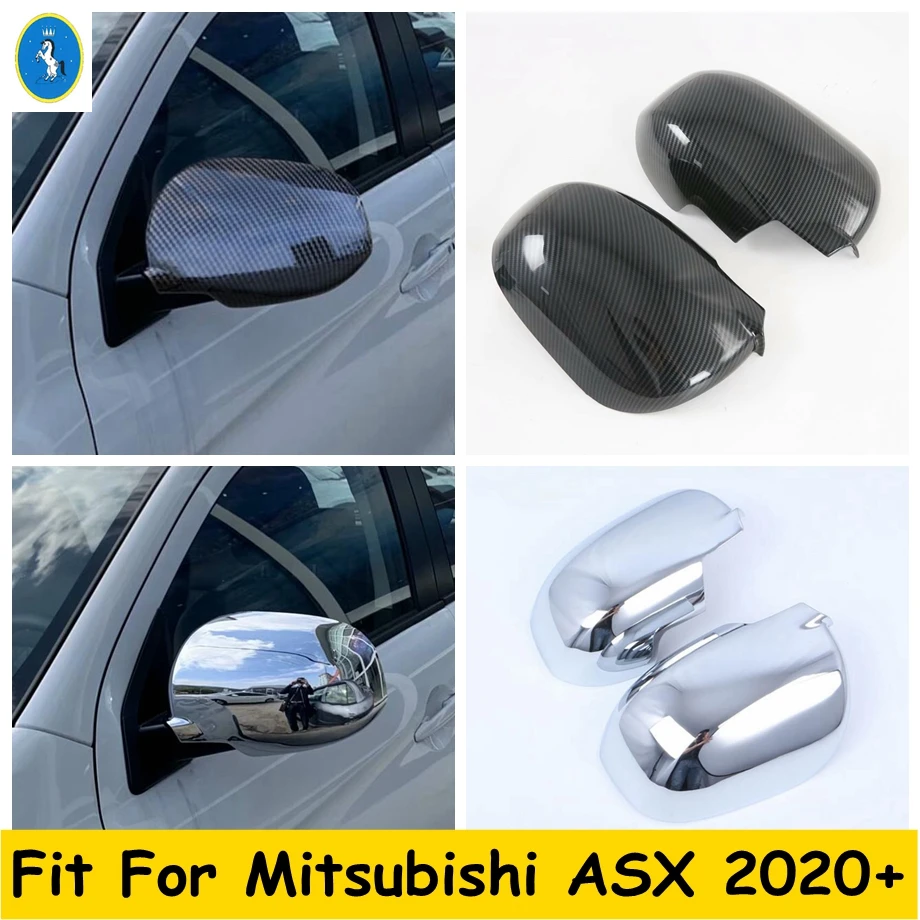 

Side Rearview Mirror Cap Cover Trim For Mitsubishi ASX 2020 2021 ABS Chrome / Carbon Fiber Look Exterior Refit Kit Accessories