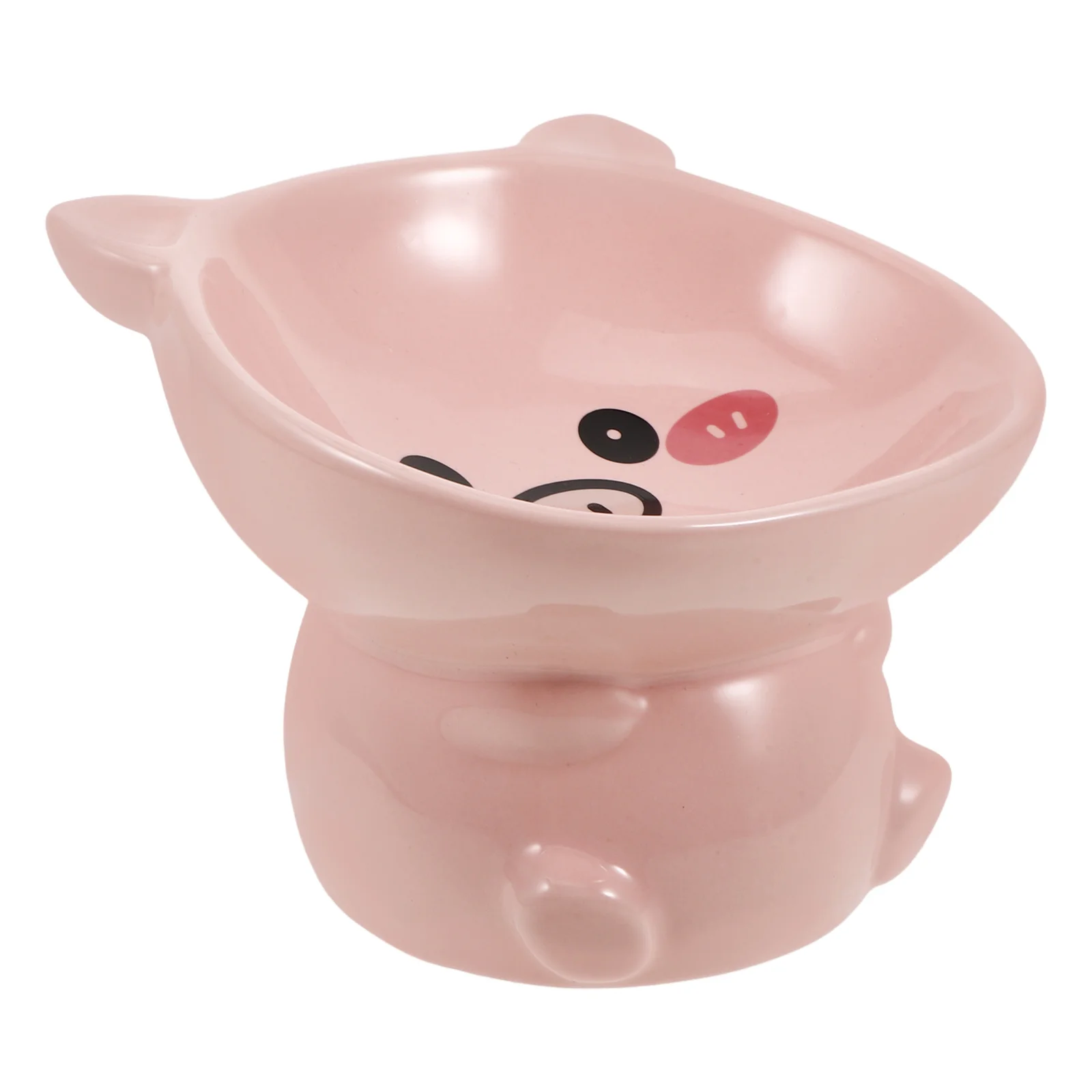 

Ceramic Cat Bowl Elevated Raised Non-Slip Base Cute Pig Design Indoor Cat Food Water Stand Pet Bowl Tilted Food Bowls for Cats