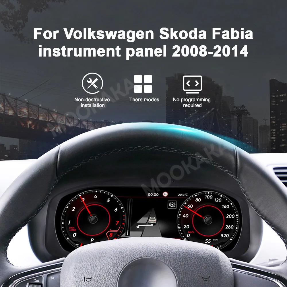 For Volkswagen Skoda Fabia 2008-2014 Car LCD Dashboard Digital Cluster Virtual Cockpit Instrument Speedometer Multifunctional