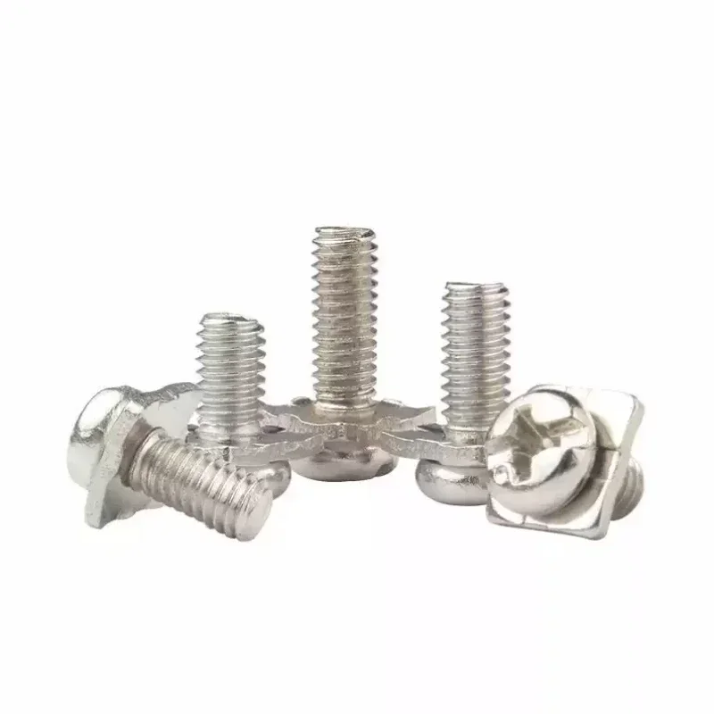 Boulon à tête plate plaqué dégradM3 M3.5 figuré M5, vis à tête ronde cruciforme, vis à tête cylindrique cruciforme avec rondelle carrée