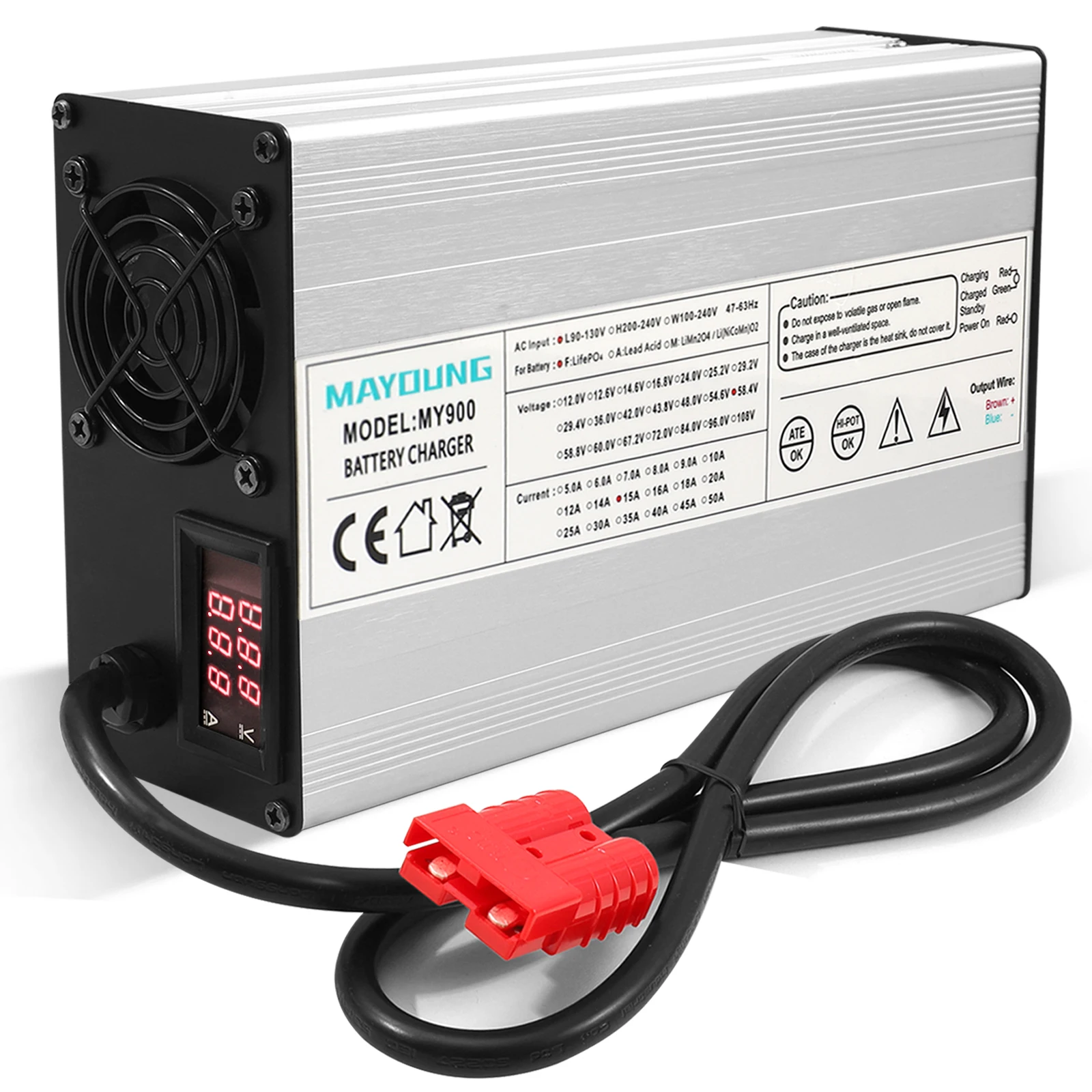 

14.6V 40A LiFePO4 Battery Charger for 4S 12.8V LiFePO4 Battery Pack Smart Charge Auto-Stop(14.6V40A Anderson 50A)