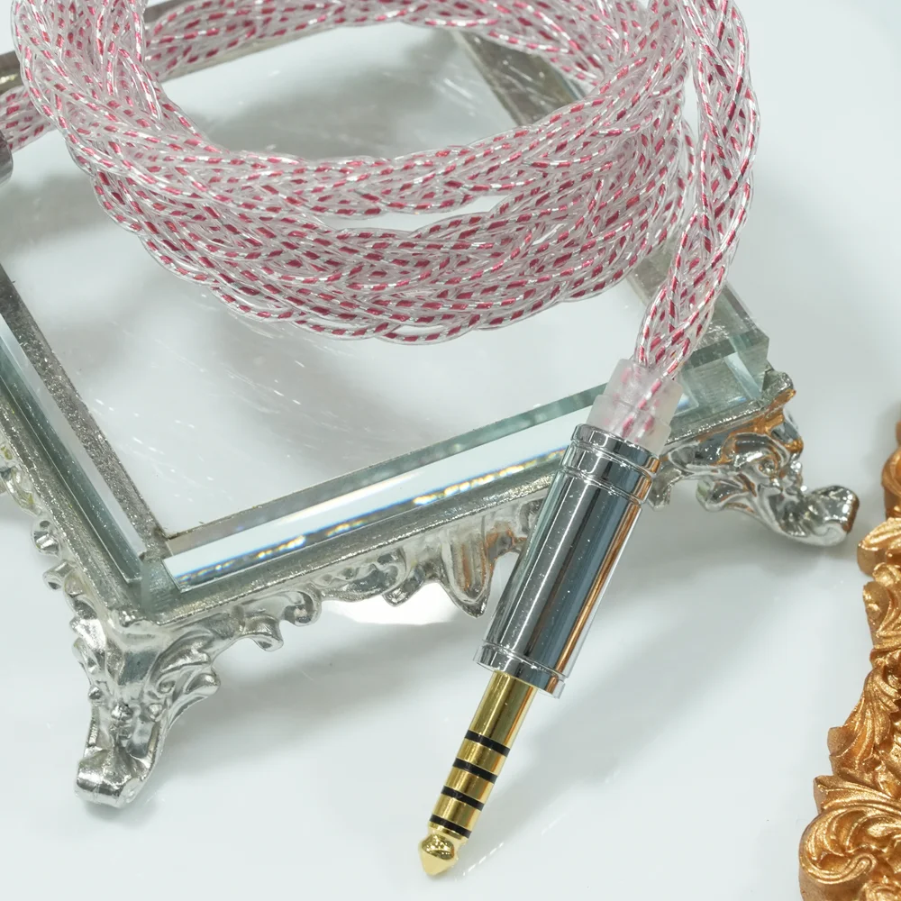 XINHS X19 8-core Roze Single Crystal Koper Verzilverd Oortelefoon Upgrade Kabel 0.78 2pin/HD650/IE900/KZ-QDC/MMCX