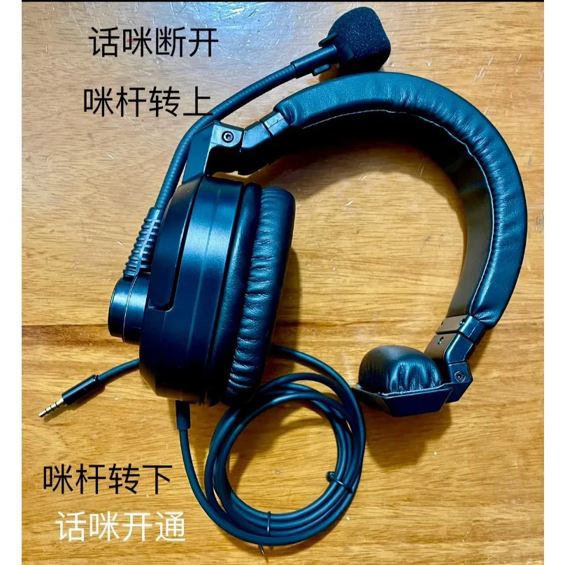Single‑Ear Head‑worn Intercom Headset,270°Rotatable Mic Rod,Dynamic Noise‑Reduction,Foldable Comfortable Non‑pinch‑ear Headphone