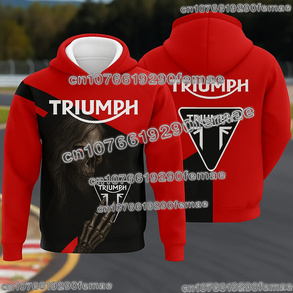 

High Quality Triumph Hoodie Comfortable Long Sleeve Casual Streetwear Biker Racing Style Top for Spring Autumn Winter